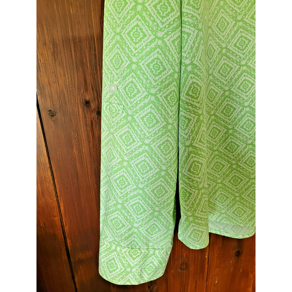 Chico’s Women's 3 No Iron 100% Cotton Blouse Light Green Diamond Pattern Spring - Picture 7 of 12